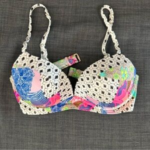 SOLD New Victorias Secret Bali Patchwork Convertible Swimsuit Bikini Top 32C